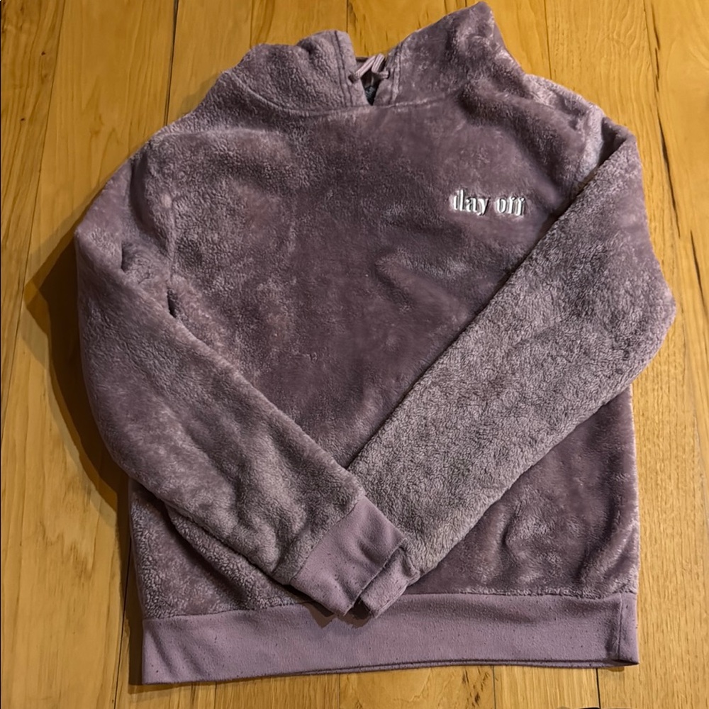 Purple Fleece Pullover with Embroidered Text